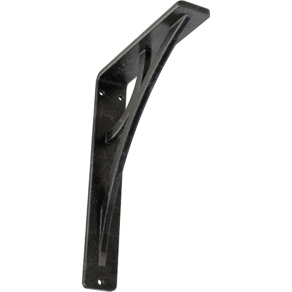 Ekena Millwork Galveston Wrought Iron Bracket, (Single center brace), Antiqued Silver 1 1/2"W x 5 1/2"D x 8"H BKTM01X05X08SGLASV - main